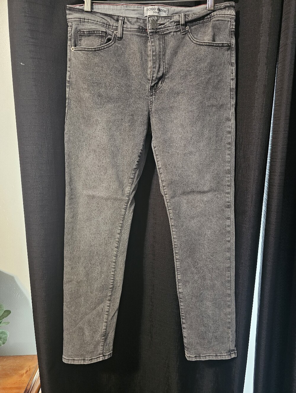 Indigo Wisdom Grey Acid Wash Finish Men's Jeans Size 34